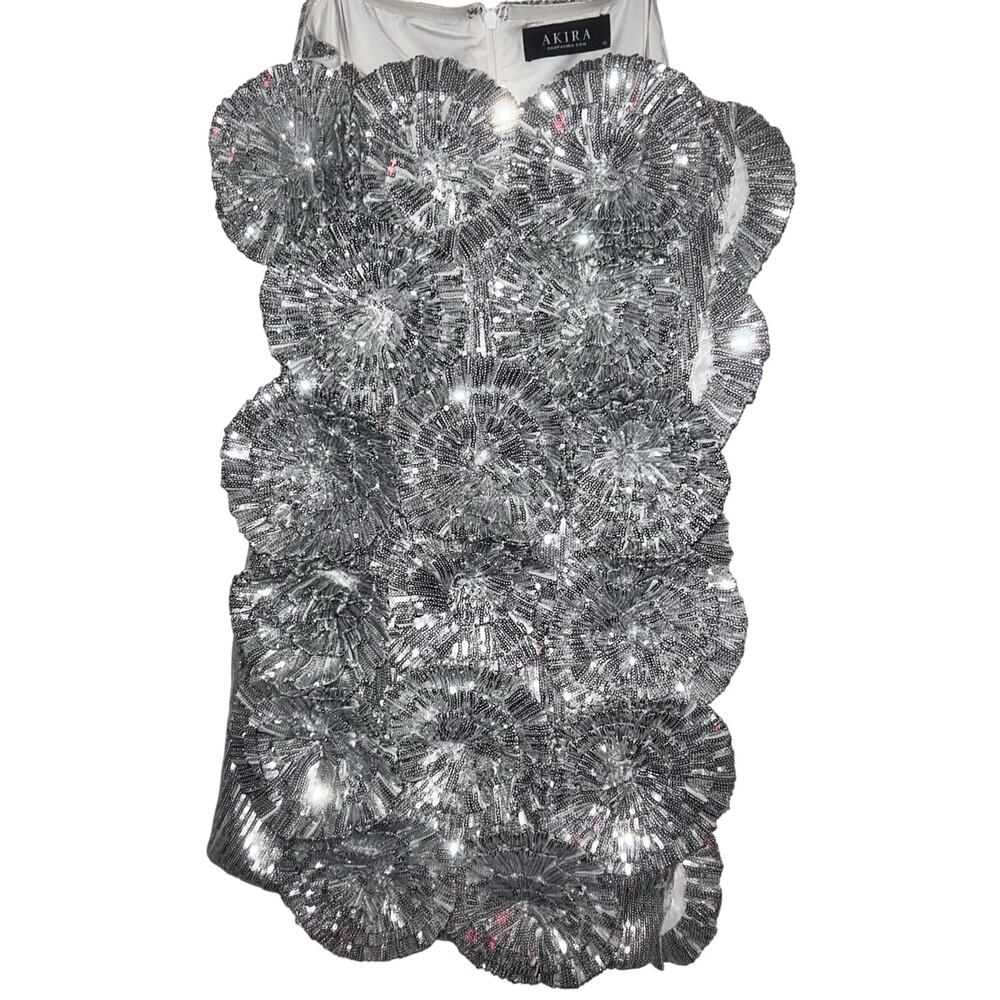 AKIRA Silver Floral Dress